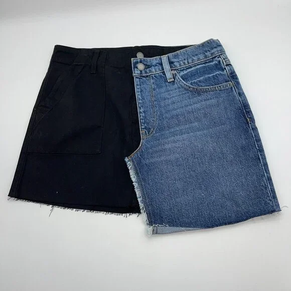 HUDSON Skirt Womens 27 Jeans Split Jean Denim Blue Black Mini Skirt $225 New - Picture 9 of 9